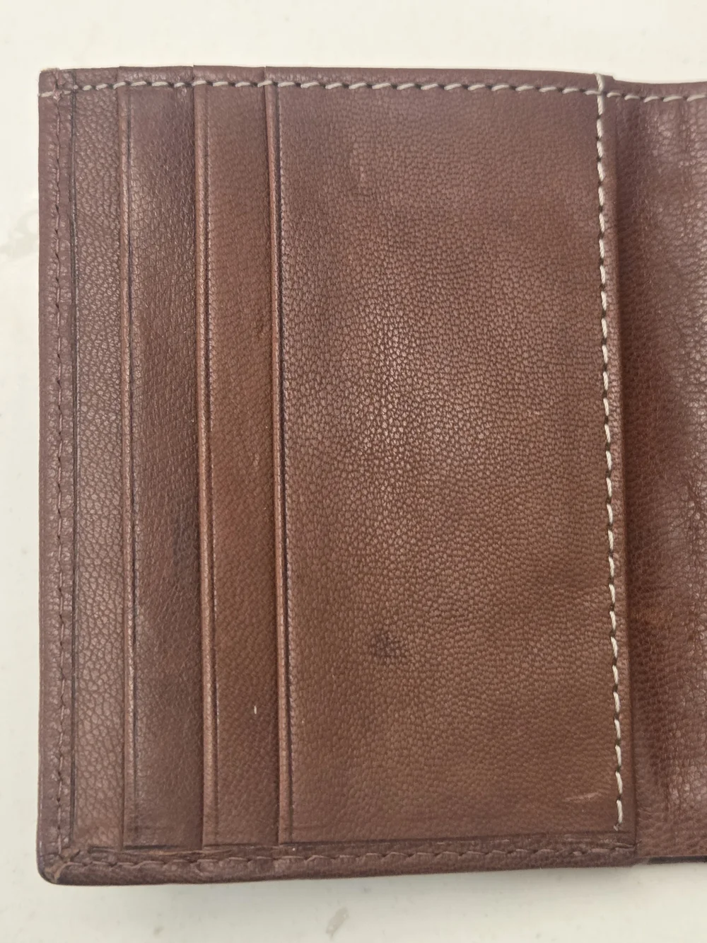 Lucky Brand Tan Leather Wallet with White Stitching